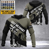 Personalized UK Solider/ Veteran Lest We Forget Rank Hoodie 3D Printed QTDT1909
