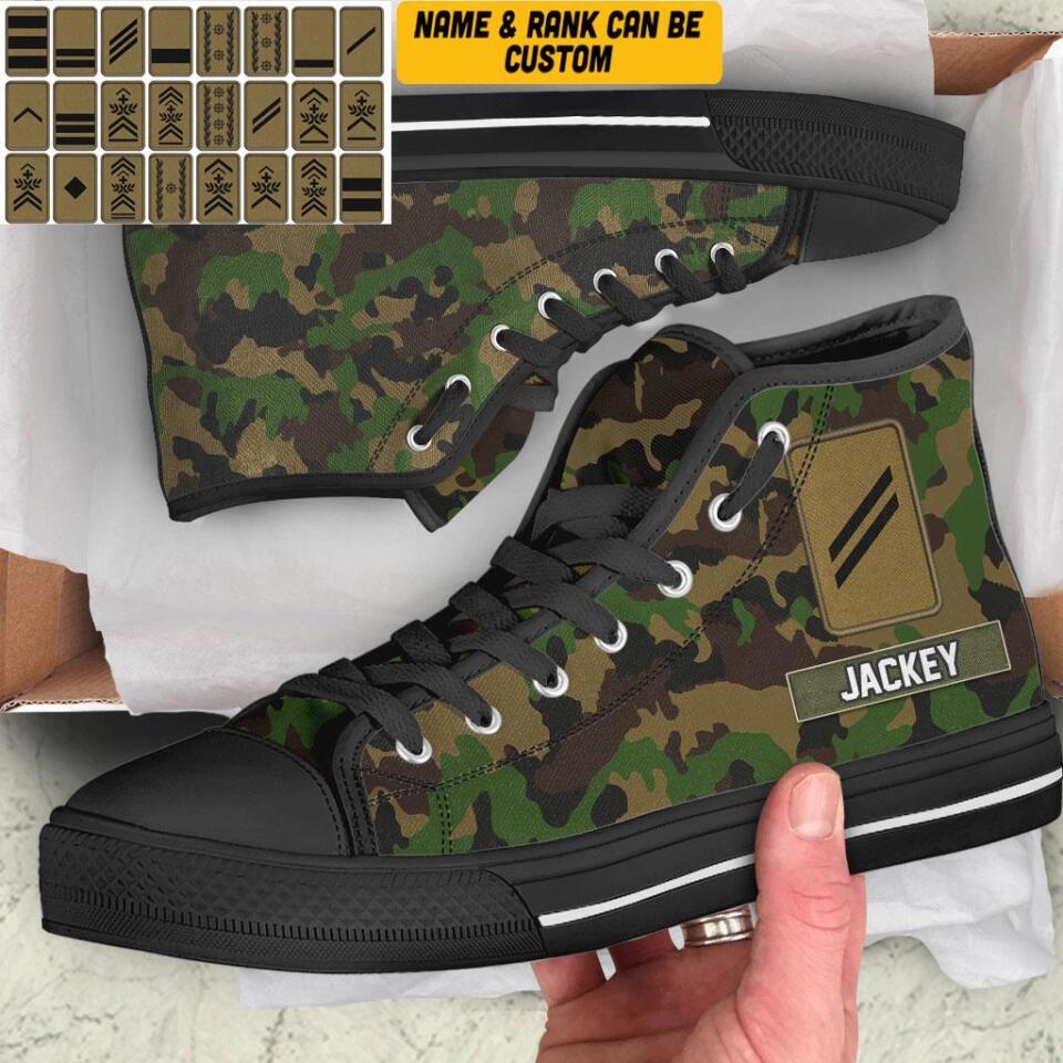 Personalized Swiss Solider/ Veteran Rank Camo High Top Shoes 3D Printed QTVQ1909