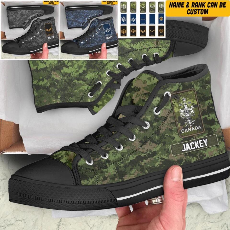 Personalized Canadian Solider/ Veteran Rank Camo High Top Shoes 3D Printed QTVQ1909