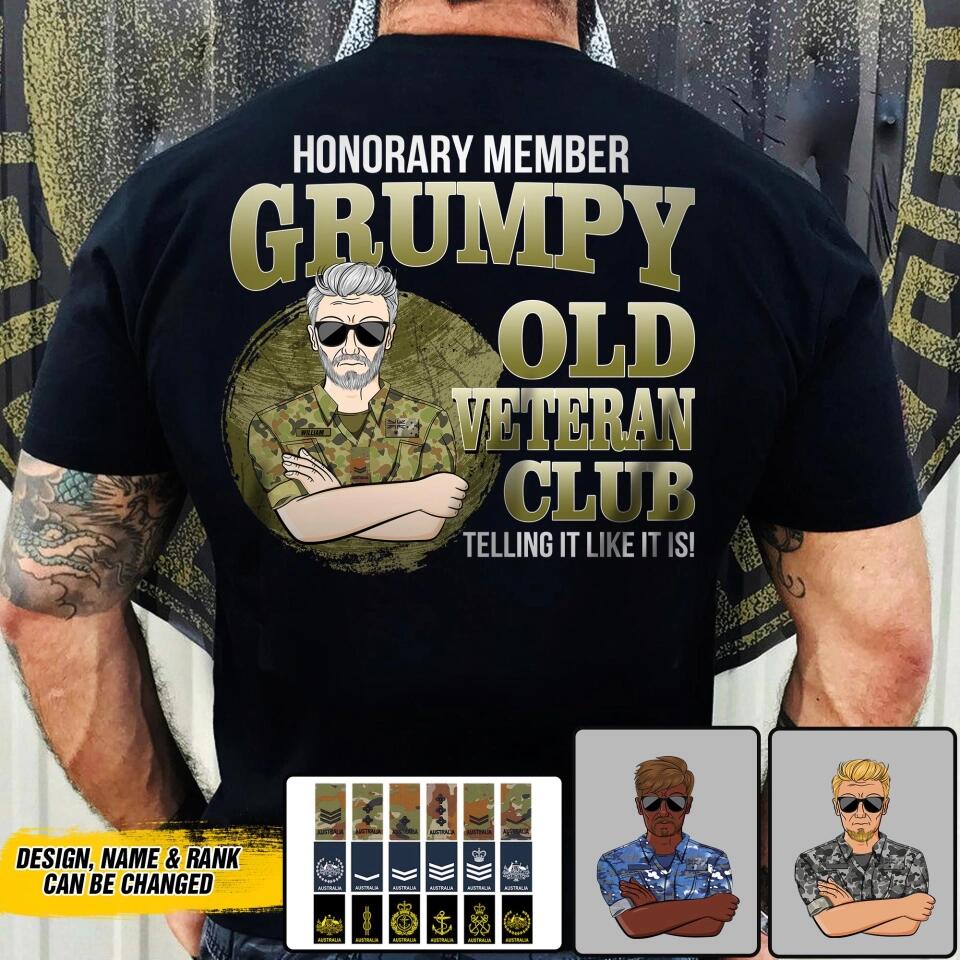 Personalized Honorary Member Grumpy Old Australian Veteran Club Tshirt Printed QTDT1909