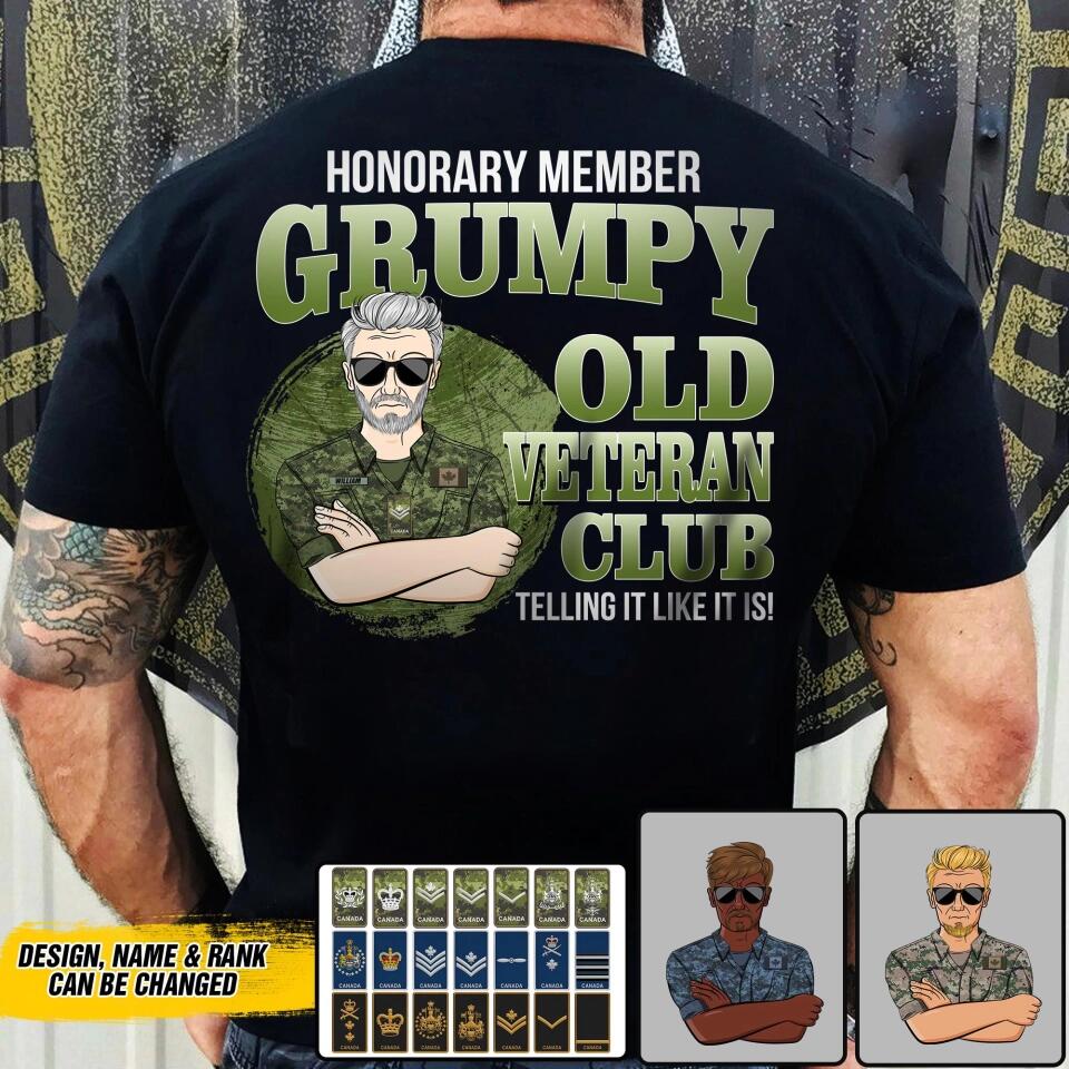Personalized Honorary Member Grumpy Old Canadian Veteran Club Tshirt Printed QTDT1909