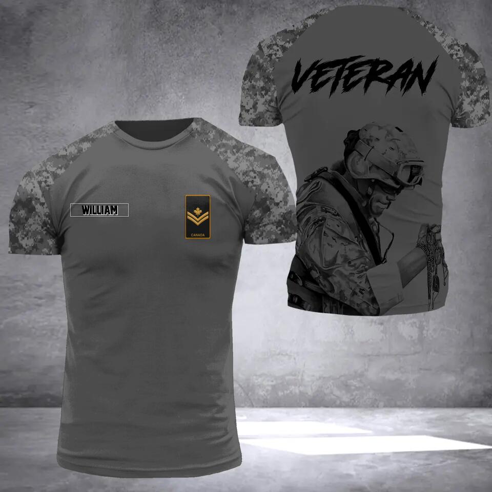 DH Personalized Canadian Soldier/Veteran Tshirt 3D Printed HQ1909