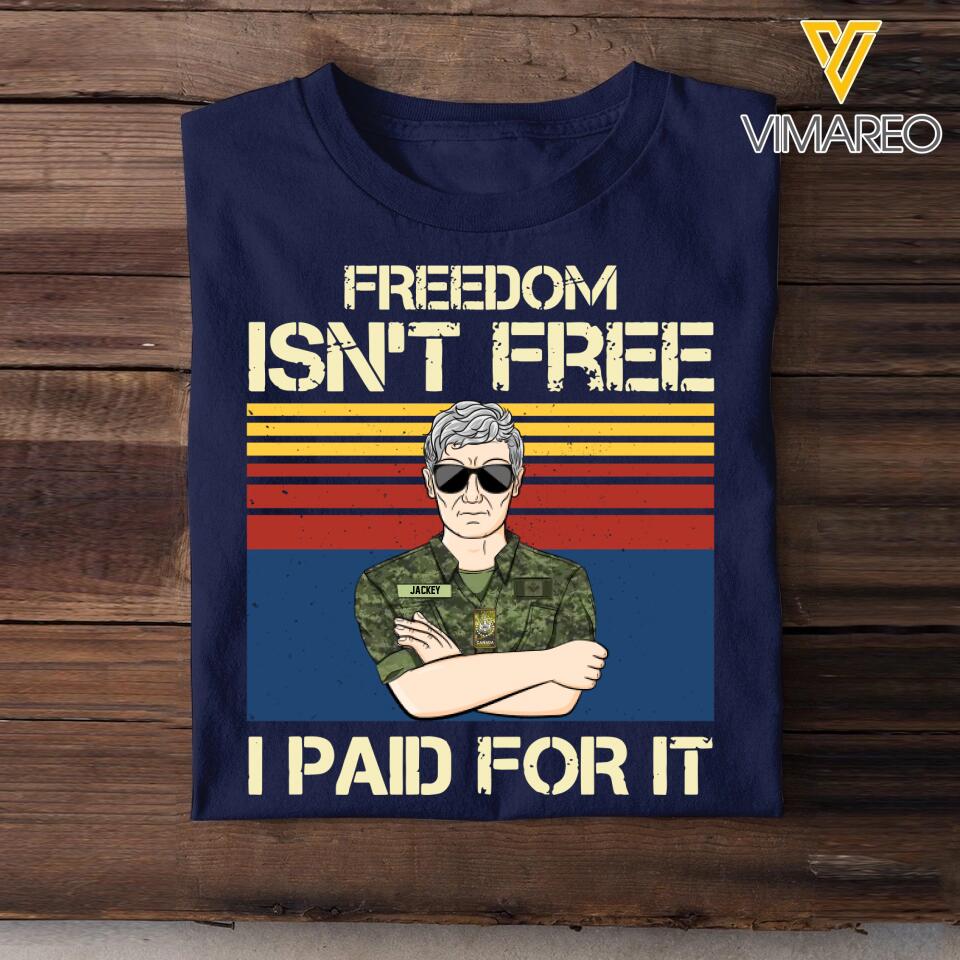 Personalized Canadian Freedom Isn't Free Veterans/Soldier Tshirt Printed 22SEP-HQ20