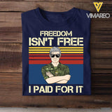Personalized Canadian Freedom Isn't Free Veterans/Soldier Tshirt Printed 22SEP-HQ20