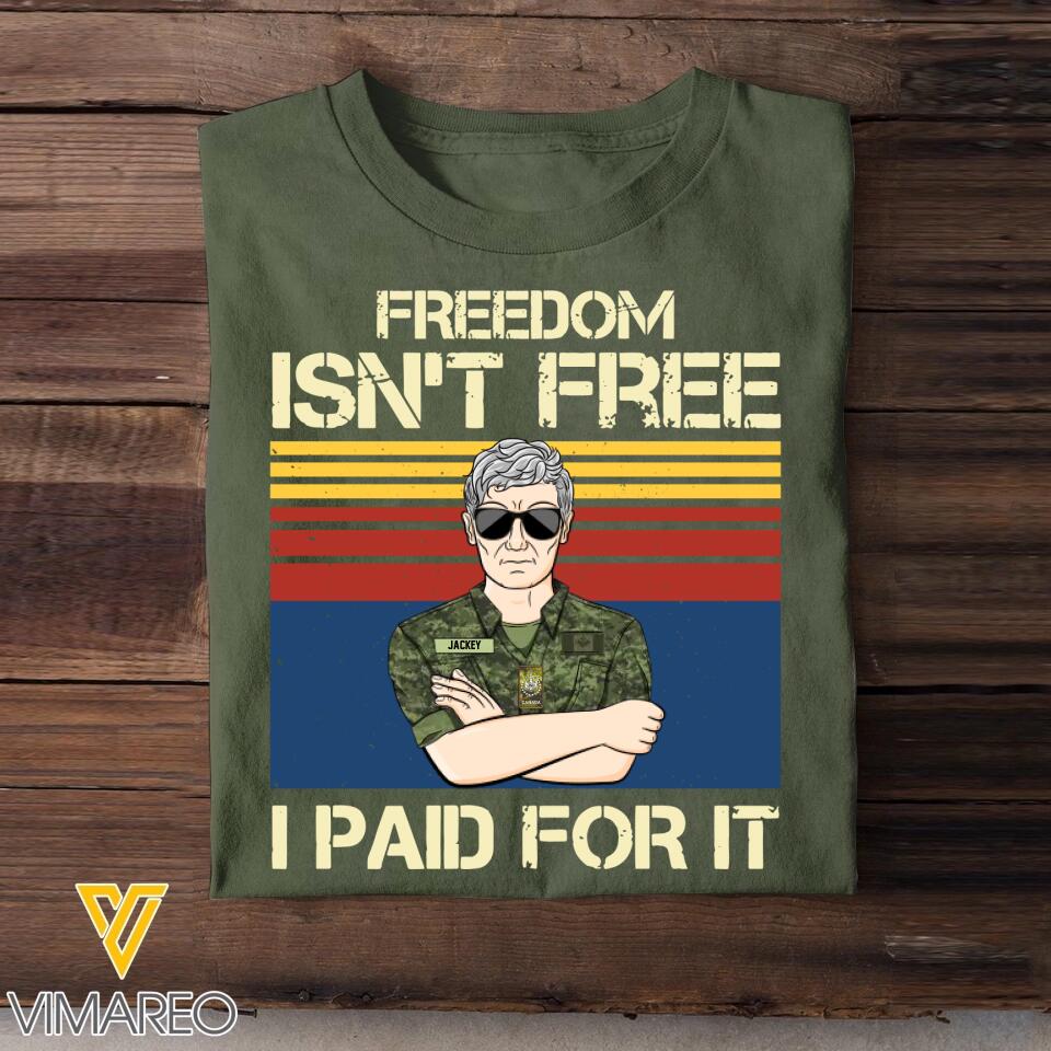 Personalized Canadian Freedom Isn't Free Veterans/Soldier Tshirt Printed 22SEP-HQ20