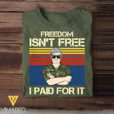 Personalized Canadian Freedom Isn't Free Veterans/Soldier Tshirt Printed 22SEP-HQ20