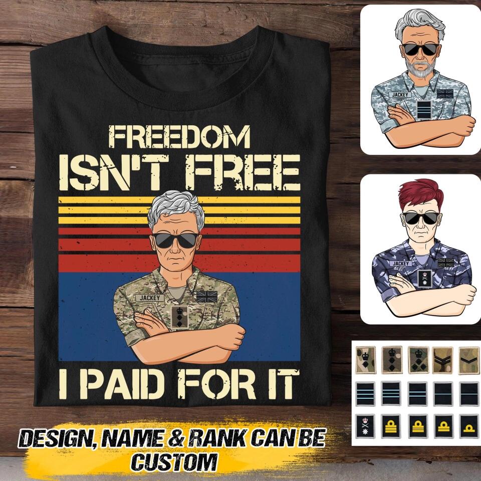 Personalized British Freedom Isn't Free Veterans/Soldier Tshirt Printed 22SEP-HQ20