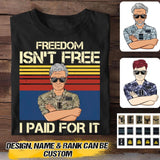Personalized British Freedom Isn't Free Veterans/Soldier Tshirt Printed 22SEP-HQ20