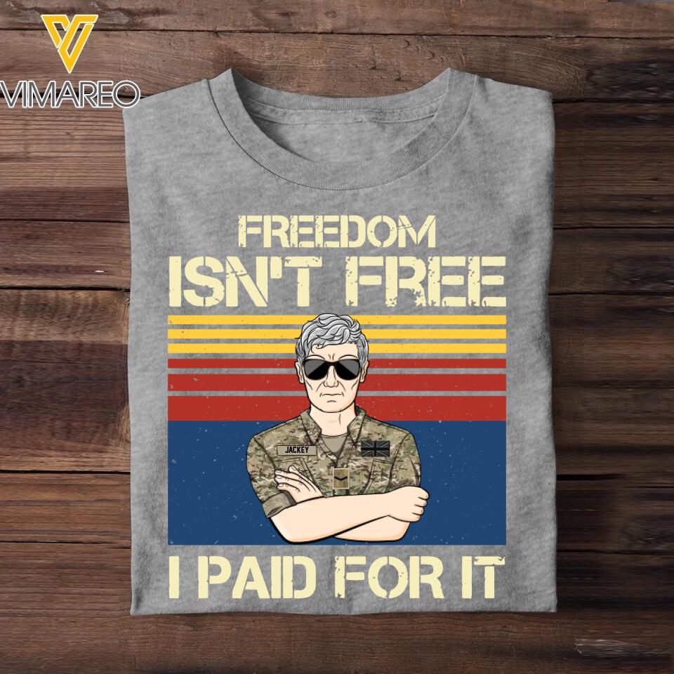 Personalized British Freedom Isn't Free Veterans/Soldier Tshirt Printed 22SEP-HQ20