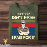 Personalized British Freedom Isn't Free Veterans/Soldier Tshirt Printed 22SEP-HQ20