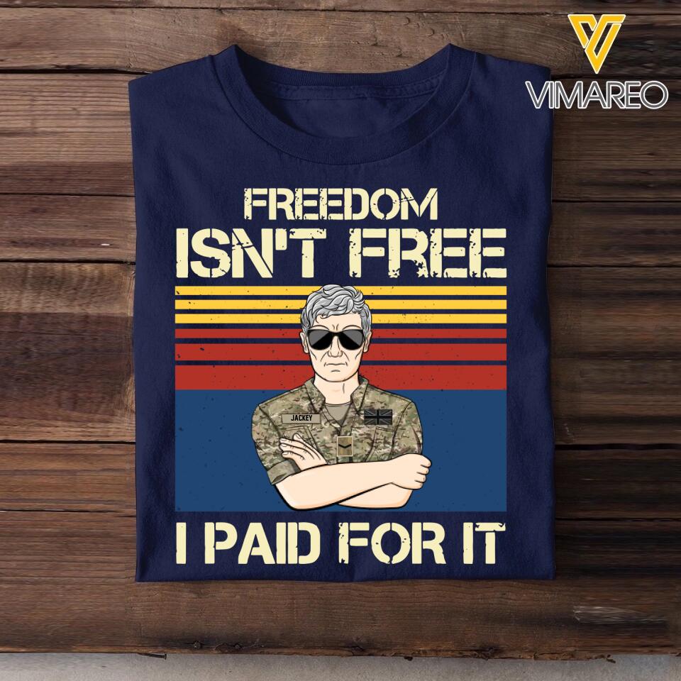 Personalized British Freedom Isn't Free Veterans/Soldier Tshirt Printed 22SEP-HQ20