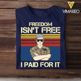 Personalized British Freedom Isn't Free Veterans/Soldier Tshirt Printed 22SEP-HQ20