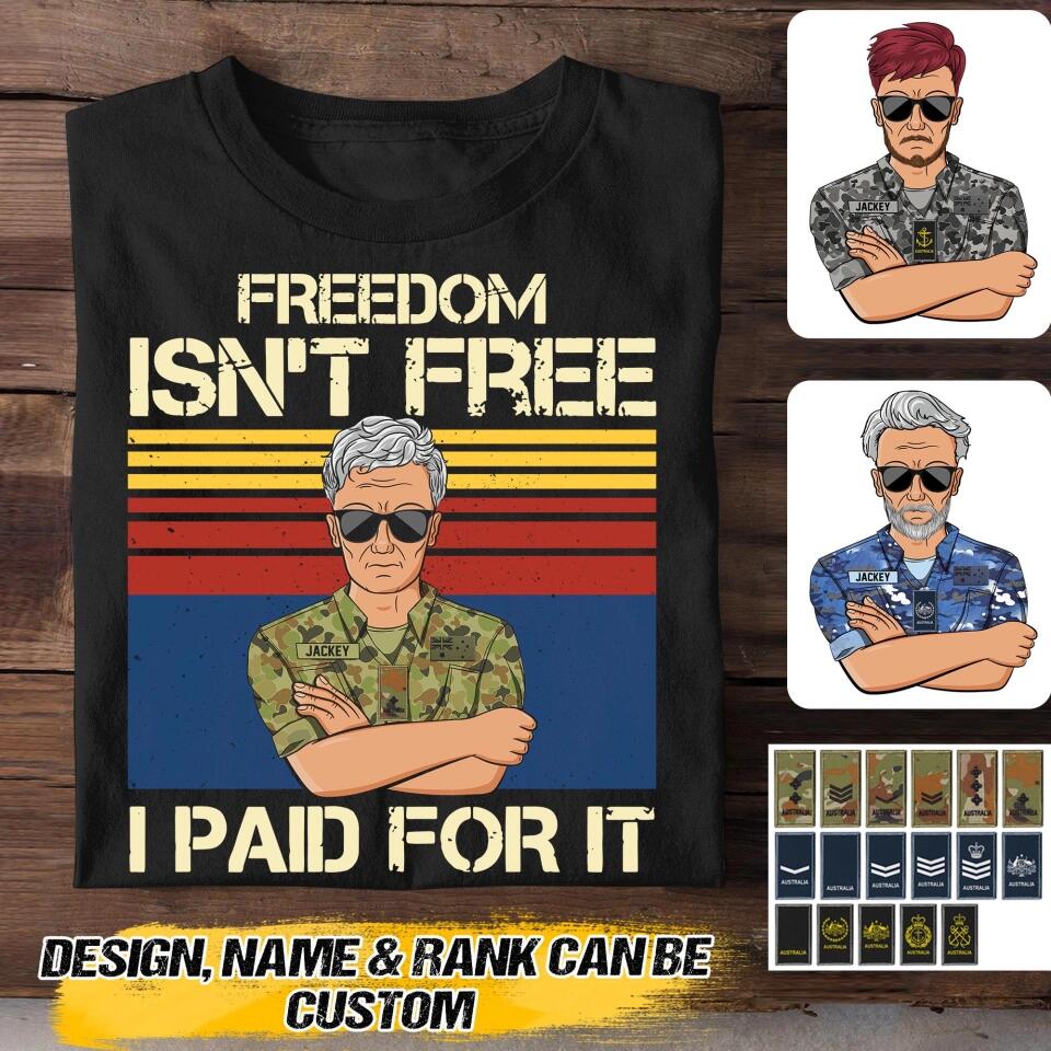 Personalized Australian Freedom Isn't Free Veterans/Soldier Tshirt Printed 22SEP-HQ20