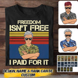 Personalized Australian Freedom Isn't Free Veterans/Soldier Tshirt Printed 22SEP-HQ20