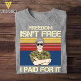 Personalized Australian Freedom Isn't Free Veterans/Soldier Tshirt Printed 22SEP-HQ20