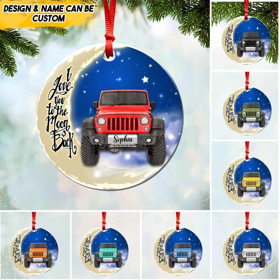 Personalized I Love You To The Moon And Back Jeep Lover Wood Ornament Printed 22SEP-HQ20