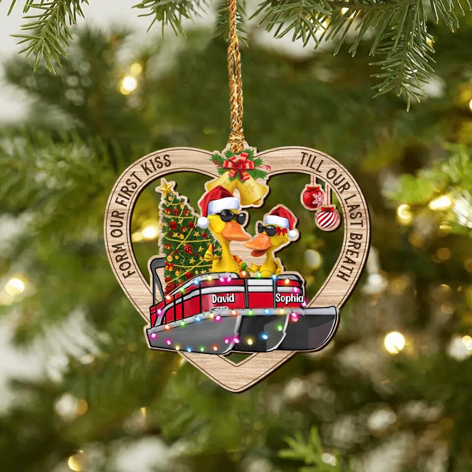Personalized Pontoon Duck Couple Christmas Ornament Printed 22SEP-DT20