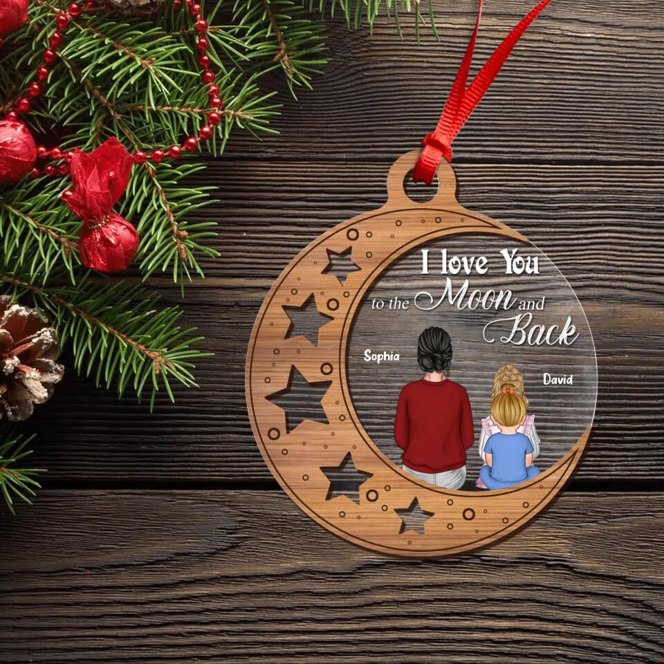 Personalized I Love You To The Moon And Back Grandma Kid Christmas Ornament Printed 22SEP-DT20