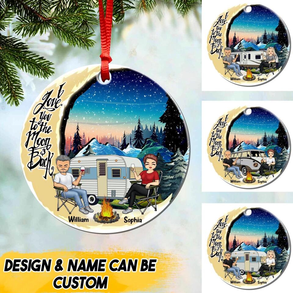 Personalized I Love You To The Moon And Back Couple Camping Christmas Ornament Printed 22SEP-HQ21