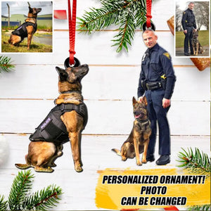 Personalized Police And Dog Christmas Ornament Printed QTVQ2209