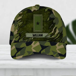 Personalized Sweden Veteran/ Solider Camo Rank Peaked Cap 3D Printed QTDT2309