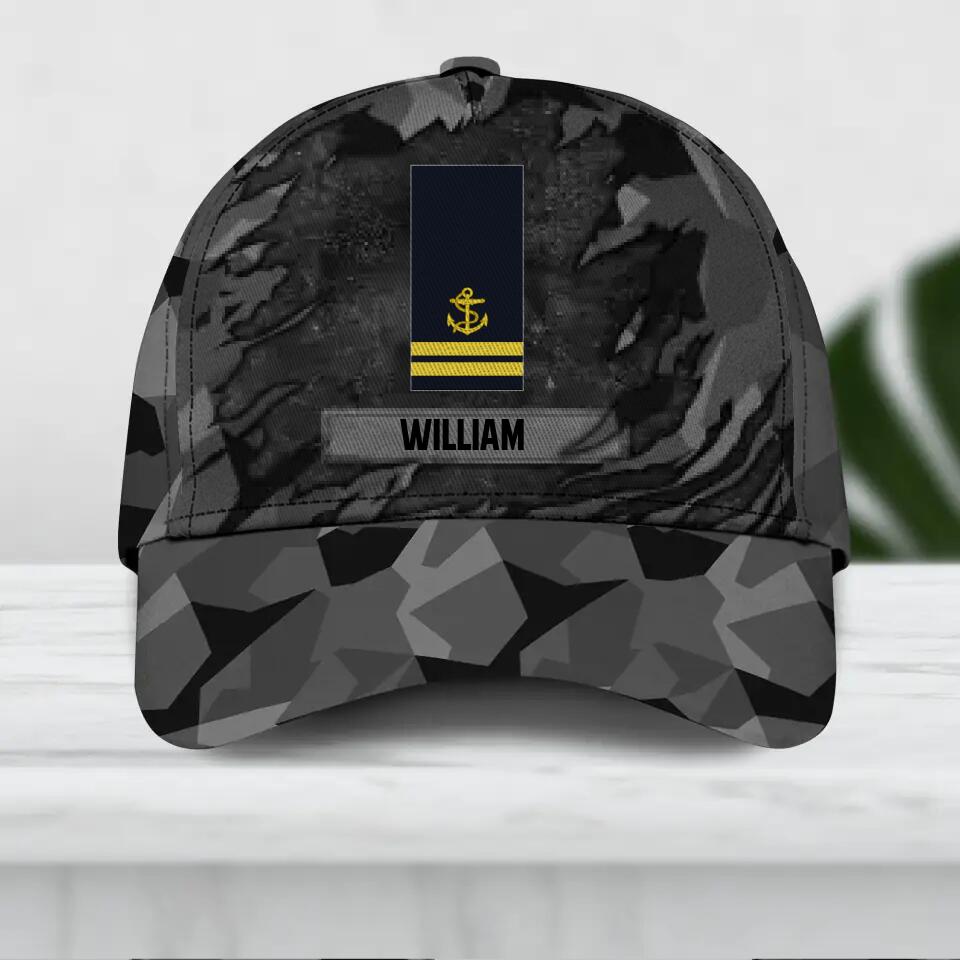 Personalized Sweden Veteran/ Solider Camo Rank Peaked Cap 3D Printed QTDT2309