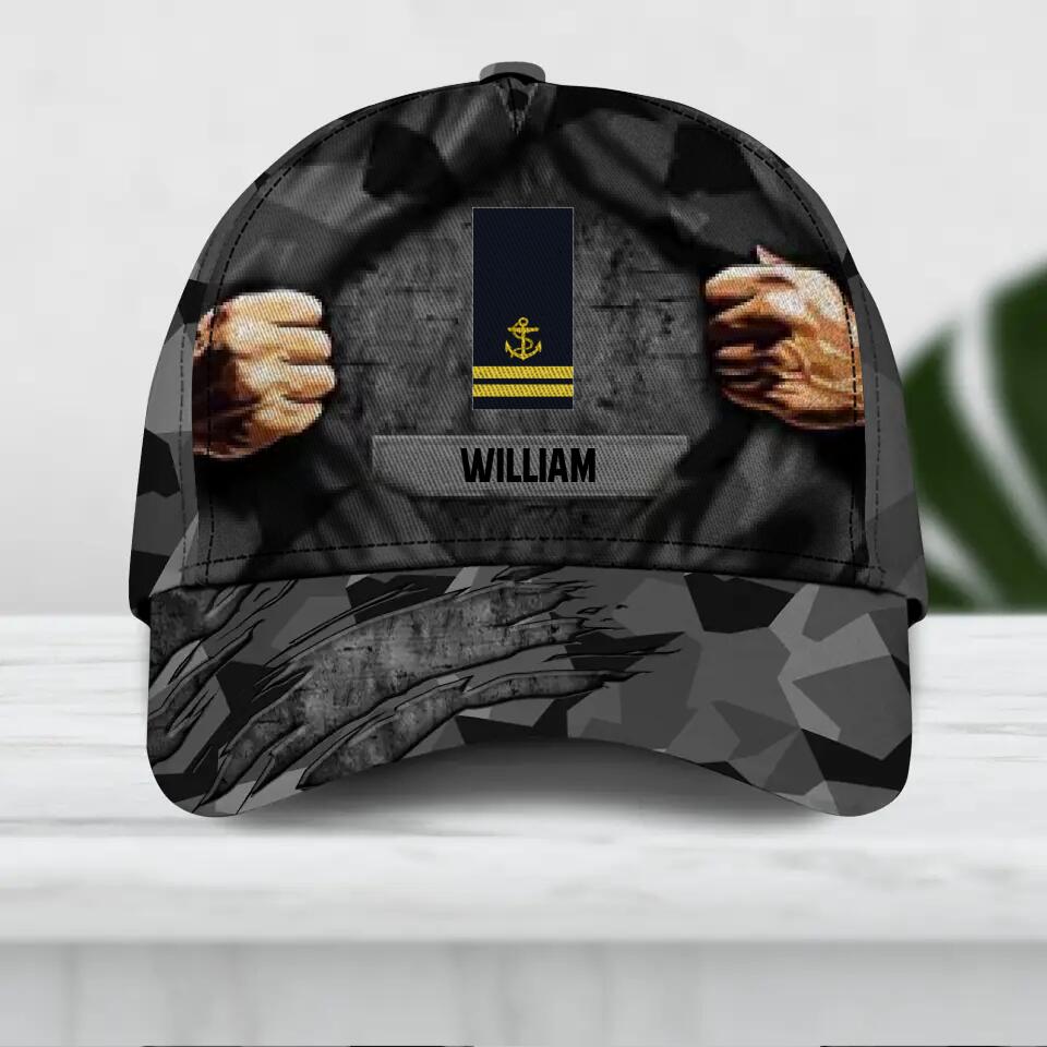 Personalized Sweden Veteran/ Solider Camo Rank Hand Peaked Cap 3D Printed QTDT2309