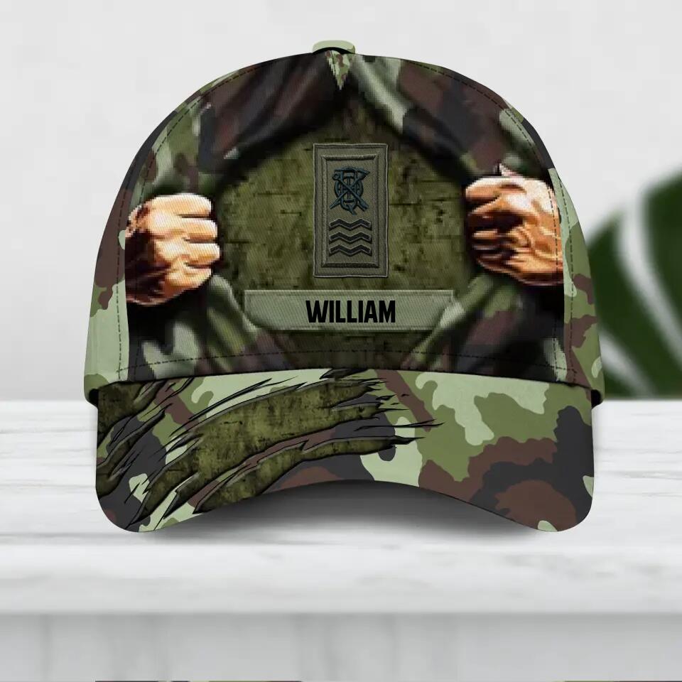 Personalized Irish Veteran/ Solider Camo Rank Hand Peaked Cap 3D Printed QTDT2309