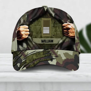 Personalized Irish Veteran/ Solider Camo Rank Hand Peaked Cap 3D Printed QTDT2309
