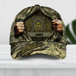 Personalized Austrian Veteran/ Solider Camo Rank Hand Peaked Cap 3D Printed QTDT2309