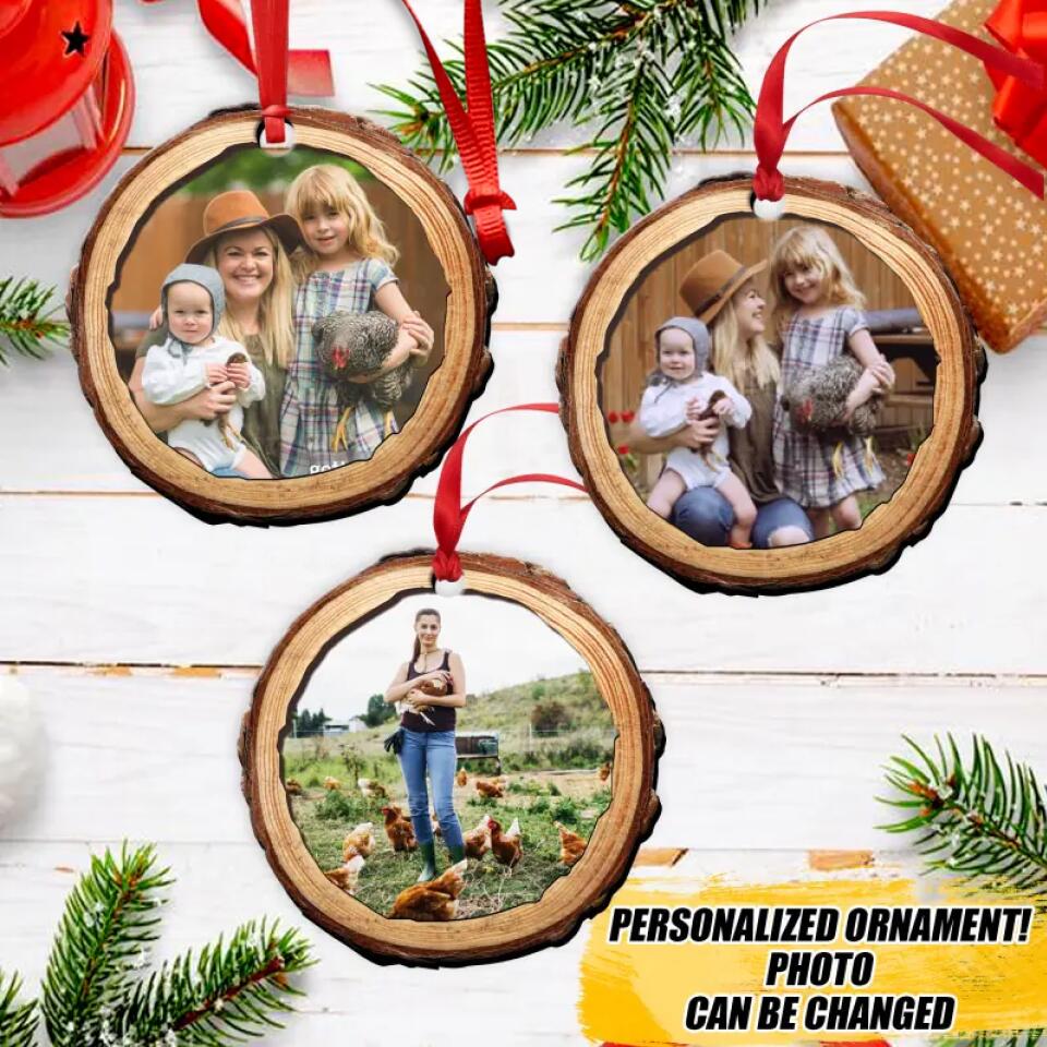 Personalized Chicken Lovers Farm Family Christmas Wood  Ornament Printed QTVQ2309