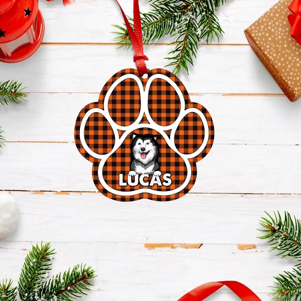 Personalized Dog Paw Color Wood  Ornament Printed DMHY2209