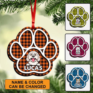 Personalized Dog Paw Color Wood  Ornament Printed DMHY2209