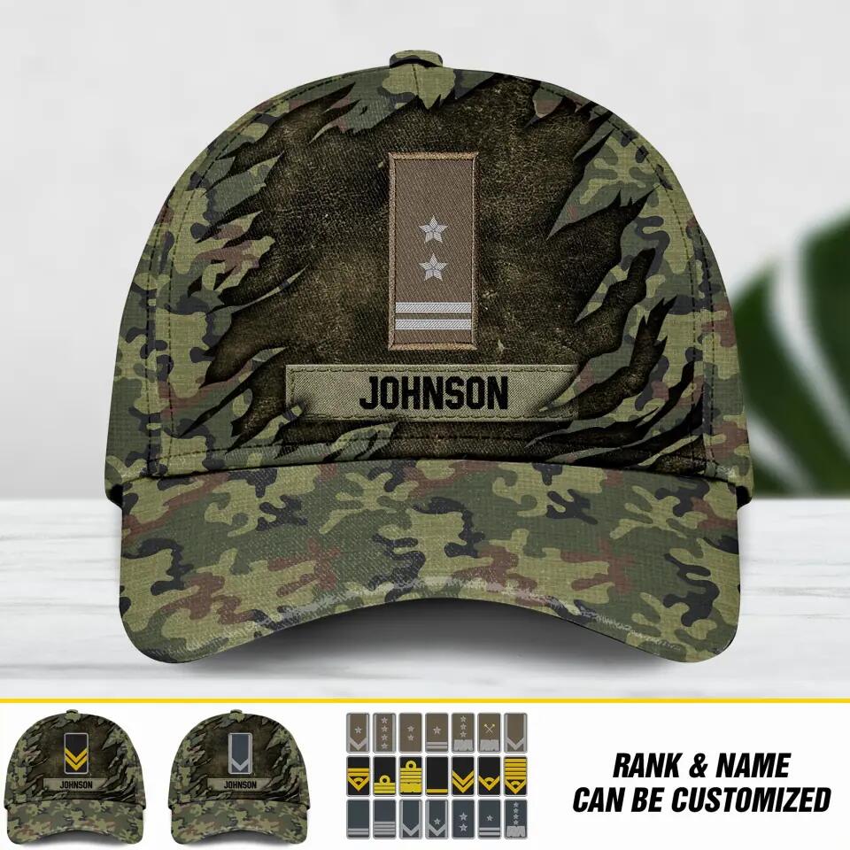 Personalized Poland Veteran/ Solider Camo Rank Peaked Cap 3D Printed QTDT2409