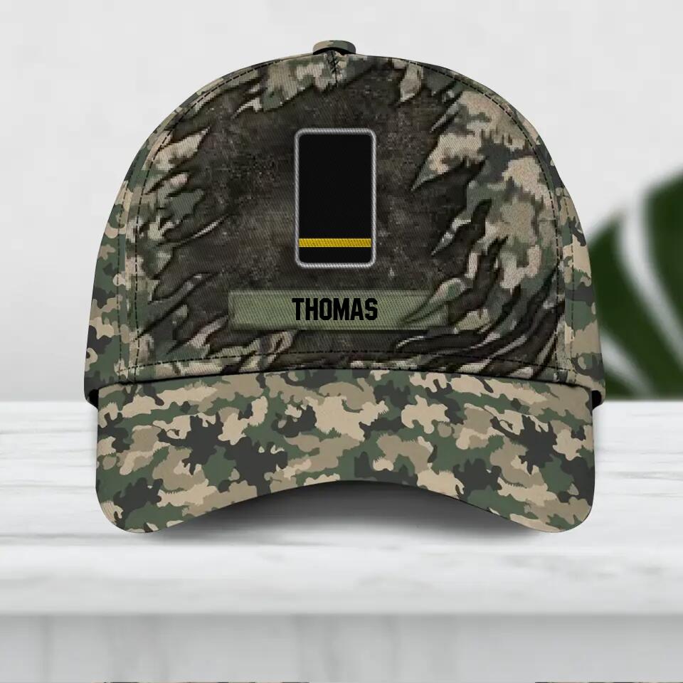 Personalized French Veteran/ Solider Camo Rank Peaked Cap 3D Printed QTDT2409