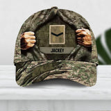 Personalized UK Veteran/ Solider Camo Rank Hand Peaked Cap 3D Printed QTDT2409