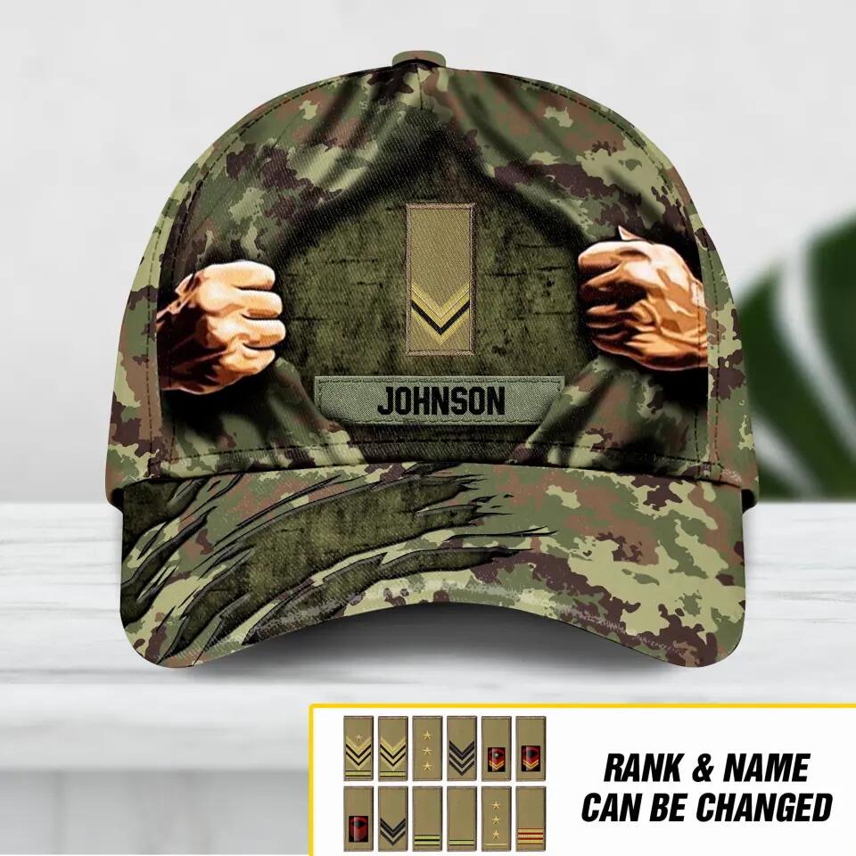 Personalized Italian Veteran/ Solider Camo Rank Hand Peaked Cap 3D Printed QTDT2409