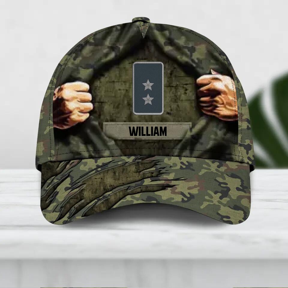 Personalized Poland Veteran/ Solider Camo Rank  Hand Peaked Cap 3D Printed QTDT2409