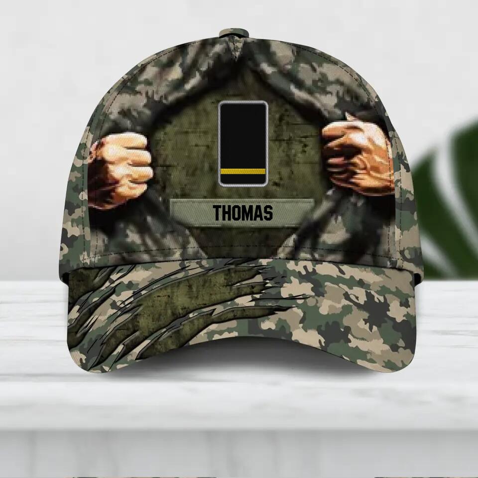 Personalized French Veteran/ Solider Camo Rank  Hand Peaked Cap 3D Printed QTDT2409