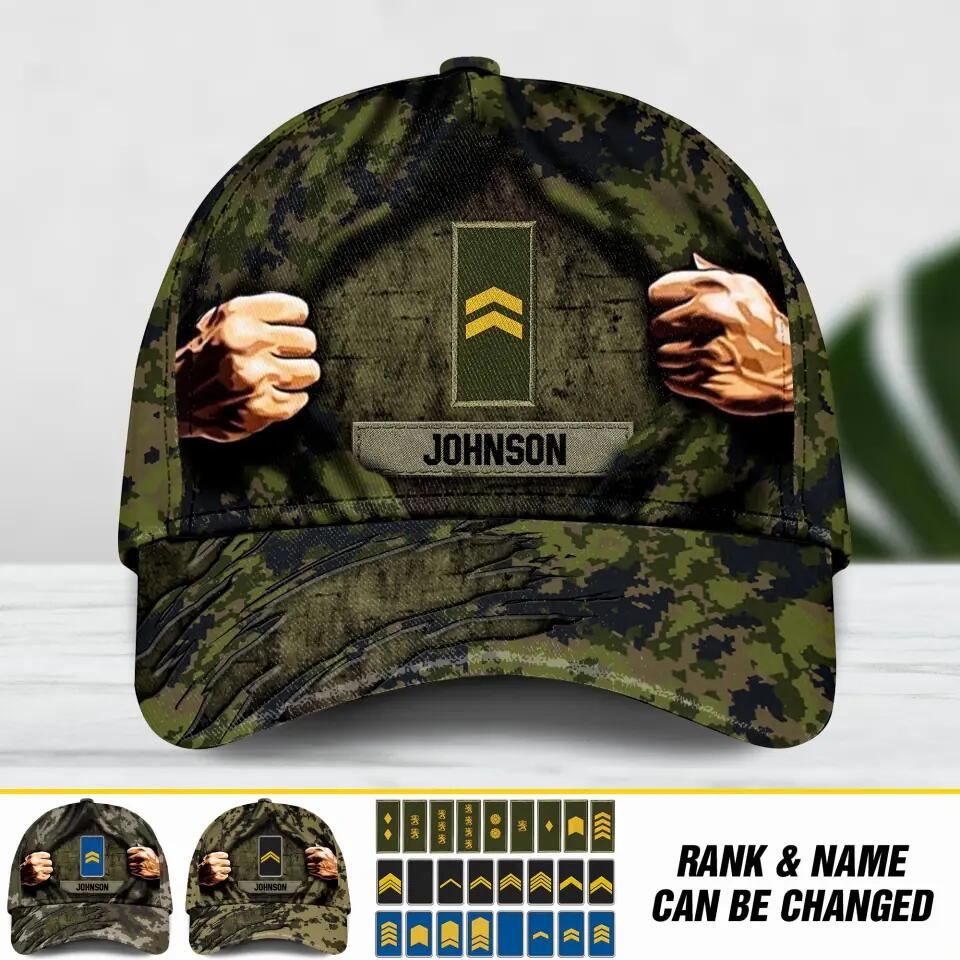 Personalized Finland Veteran/ Solider Camo Rank Hand Peaked Cap 3D Printed QTDT2409