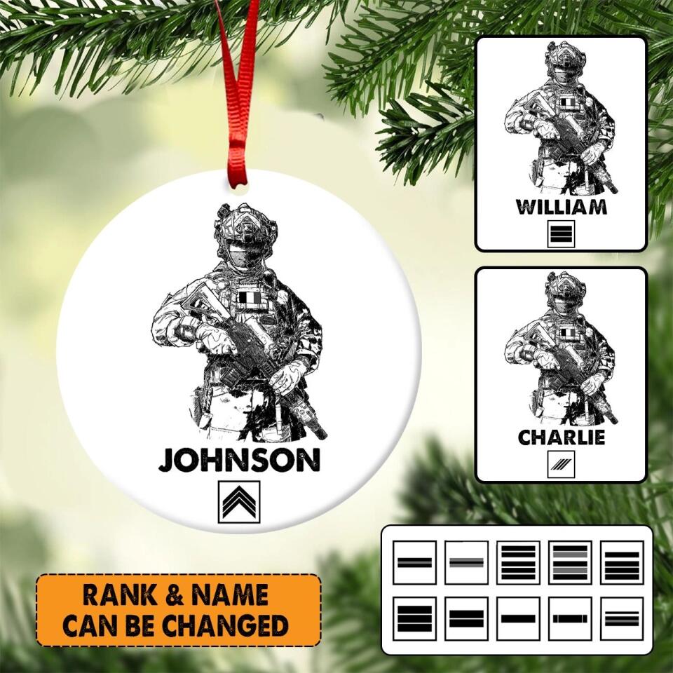 Personalized France Veteran/Solider  With Rank Wood  Ornament Printed DMHY2409