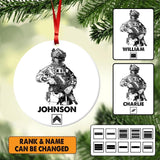 Personalized France Veteran/Solider  With Rank Wood  Ornament Printed DMHY2409