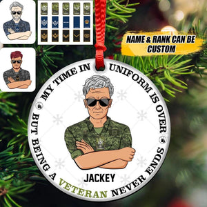 Personalized Canadian Veteran/Solider Never Ends Christmas Wood Ornament Printed 22SEP-HQ24