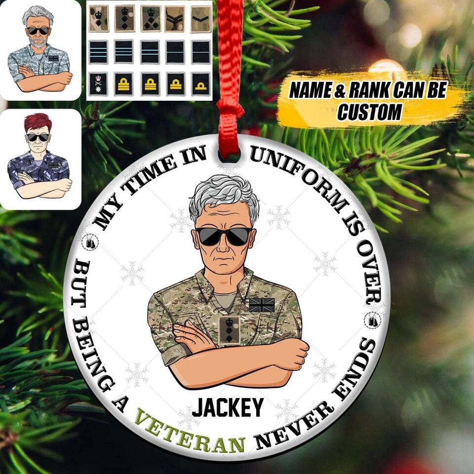 Personalized British Veteran/Solider Never Ends Christmas Wood Ornament Printed 22SEP-HQ24