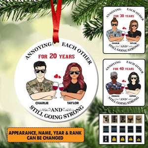 Personalized Annoying Each Other For Many Years Still Going Strong British Veteran/Solider And Wife Christmas Wood Ornament Anniversary Gifts 22SEP-HY24