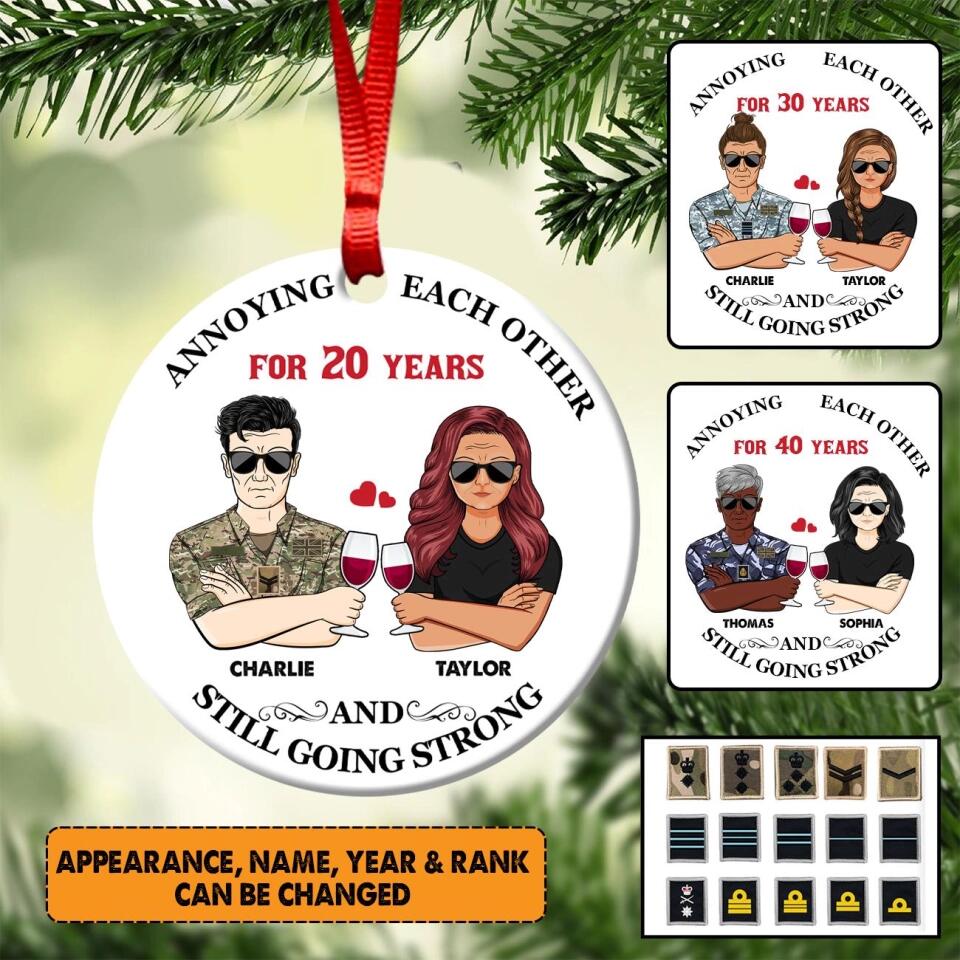 Personalized Annoying Each Other For Many Years Still Going Strong British Veteran/Solider And Wife Christmas Wood Ornament Anniversary Gifts 22SEP-HY24