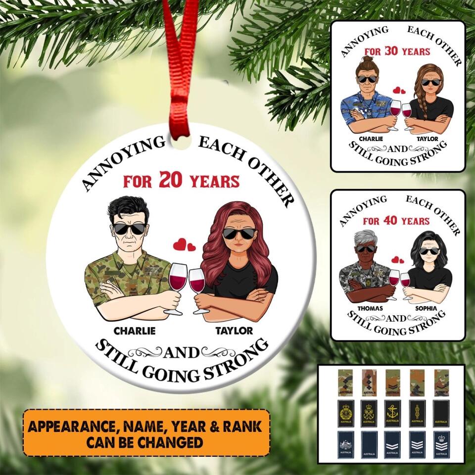 Personalized Annoying Each Other For Many Years Still Going Strong Australian Veteran/Solider And Wife Christmas Wood Ornament Anniversary Gifts 22SEP-HY24