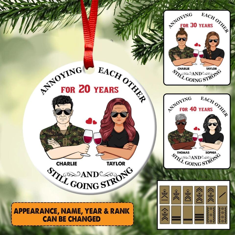 Personalized Annoying Each Other For Many Years Still Going Strong Swiss Veteran/Solider And Wife Christmas Wood Ornament Anniversary Gifts 22SEP-HY24