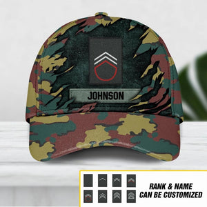 Personalized Belgium Veteran/ Solider Camo Rank Peaked Cap 3D Printed QTDT2609