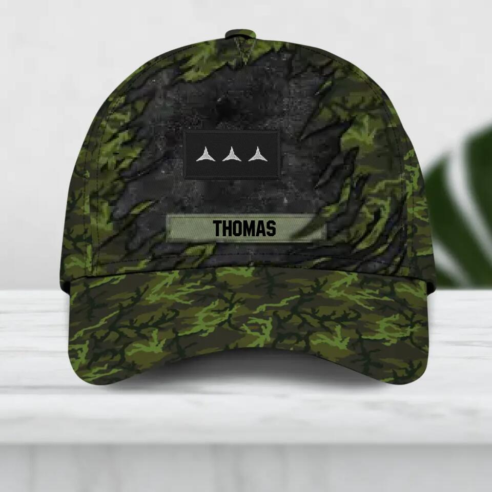 Personalized Czech Veteran/ Solider Camo Rank Peaked Cap 3D Printed QTDT2609